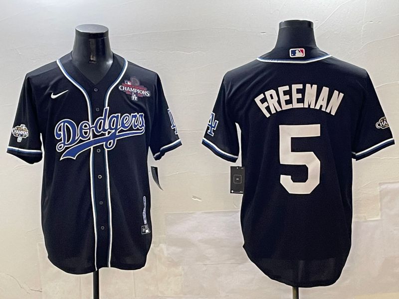 Men Los Angeles Dodgers 5 Freeman Black Fashion Game 2025 Nike MLB Jersey style 3062